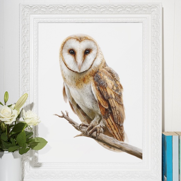 Watercolor Barn Owl Portrait Wall Art Print, Unframed - Mystical Woodland - Picture 6 of 6